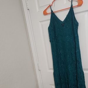 Teal Sequin Sleeveless Dress